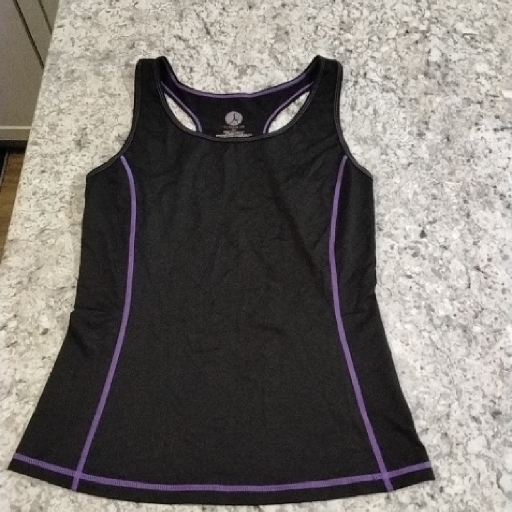 Black and Purple Fitted Sleeveless Tank Top